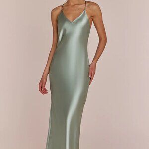 NWT Rewritten Brooklyn Dress - Sage Green Satin